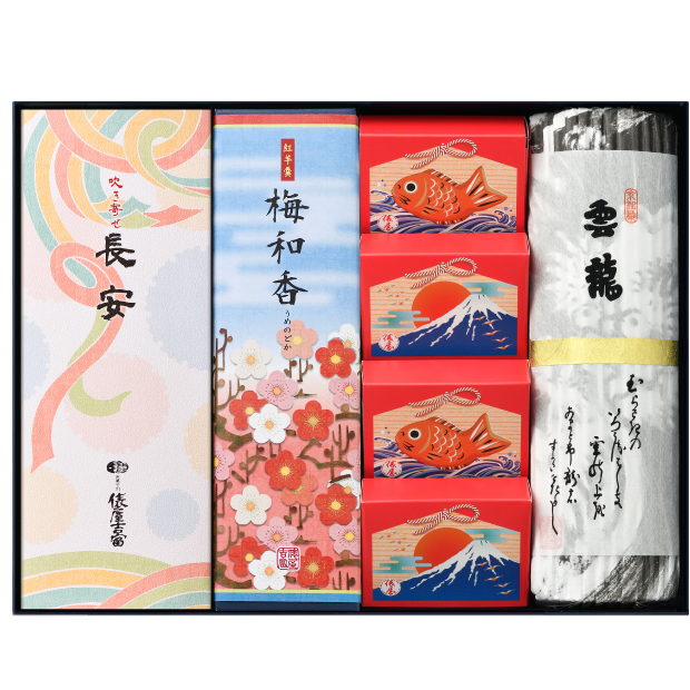 雲龍・京禧鯛焼4個・ 紅羊羹「梅和香」(本棹)・ 長安 T-5Z